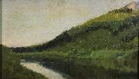 "Тихая речка" 1899. Россия Холст на картоне, масло. 16,6 x 27